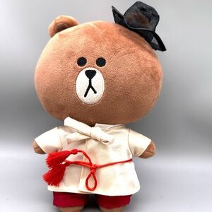 Line Friends - Brown Standing Doll (Hanbok Edition)